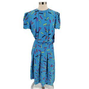 Charles Bianco Vintage Silk Geometric Print Dress